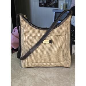 Vintage Liz Claiborne Crazy Horse woven designed handbag tan and brown